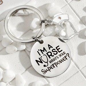 Nurse Keychain Bag Charm RN LPN  Superpower Purse Novelty Medical Stainless NEW